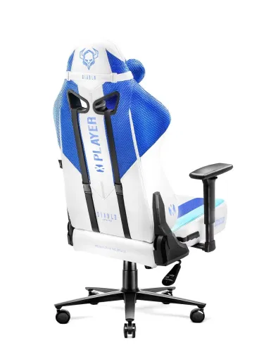 Fotel Diablo Chairs X-Player 2.0 Normal Size Gamingowy do 150kg Skóra ECO Tkanina Biało-niebieski