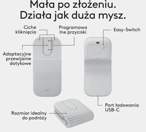 Myszka Logitech Mobi Fold Biały