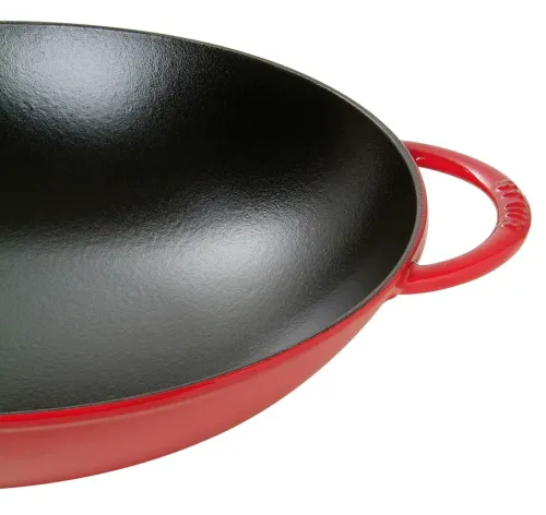 STAUB Cast 37 cm - patelnia / wok żeliwny z pokrywką