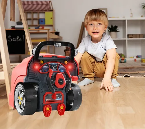 Duża ciężarówka mechaniczna z silnikiem do skręcania dla dzieci z dźwiękiem I światłami