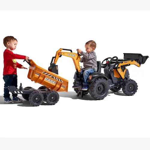 Falk Traktor Case IH Backhoe Pomarańczowy z Przyczepką Ruchoma Łyżka od 3-7 Lat