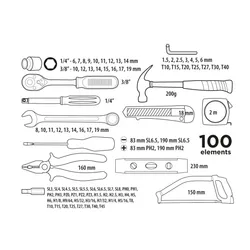 Zestaw narzędziowy 100szt. Top Tools 38D535