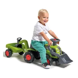 Falk Traktorek Jeździk Baby Claas z Koparką Łyżką i Przyczepą