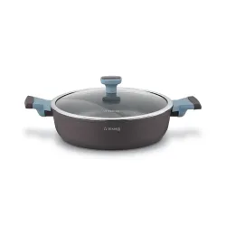 Patelnia na indukcję marmurowa z pokrywką Starke Pro Luxury Grey II 28 cm krótkie uchwyty