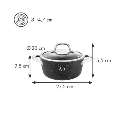 TESCOMA President Stone 2,5 l czarny - garnek aluminiowy z pokrywką