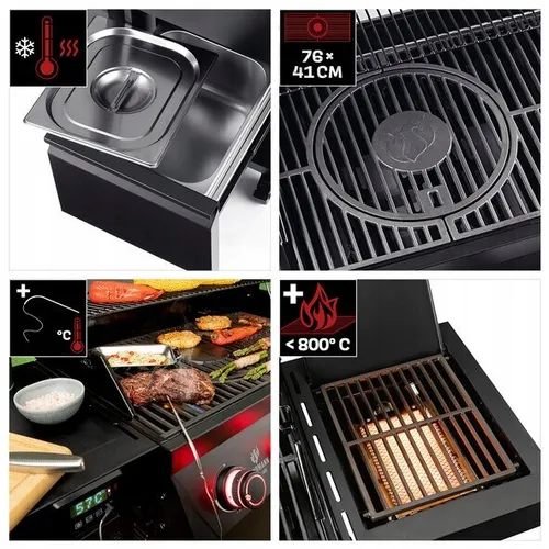 Grill Gazowy Landmann Cool Black 4.1 Maxx 4+1 Palniki Żeliwny Ruszt