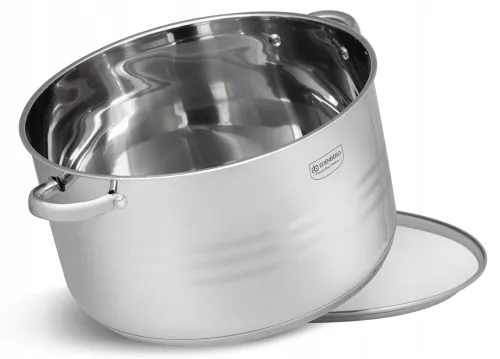 Garnek stalowy gastronomiczny duży z pokrywką 17,7l 34cm indukcja gaz 3022