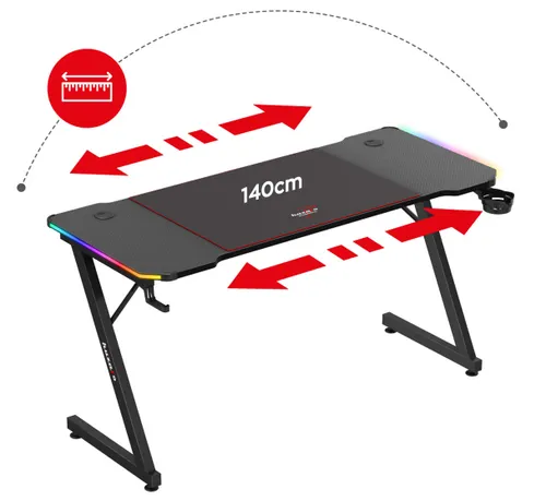 Biurko gamingowe HUZARO Hero 3.3 RGB Czarny