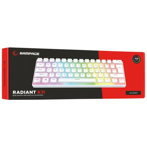 Klawiatura mechaniczna Rampage Radiant K11 Outemu RED Biały