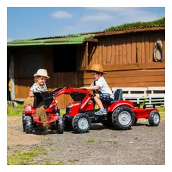 Traktor Na Pedały Dla Dzieci 3-6 Lat Do 50Kg Falk Massey Ferguson Przyczepa Klakson Łańcuch