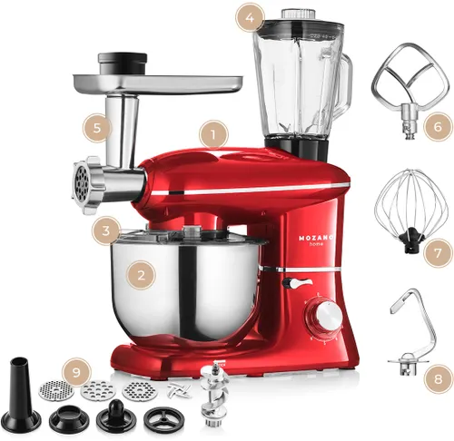 Robot kuchenny planetarny MOZANO Rob 02 1400W z blenderem kielichowym Czerwony