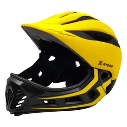 Kask XRIDER XRKFH004S Żółto-czarny Full Face dla Dzieci z odpinaną szczęką (rozmiar S)