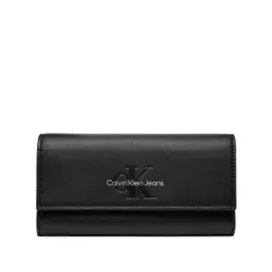 Большой женский кошелек Calvin Klein Jeans Sculpted Long Fold Mono K60k611484 Black / Metallic Logo 0gl