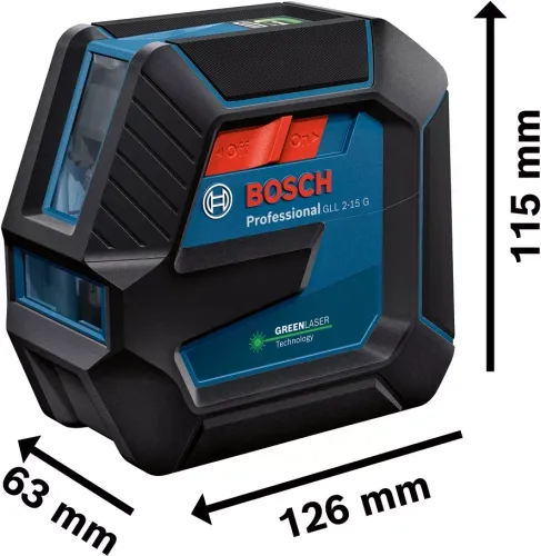 Laser krzyżowy Bosch GLL 2-15 G Professional (+ uchwyt + klamra sufitowa)