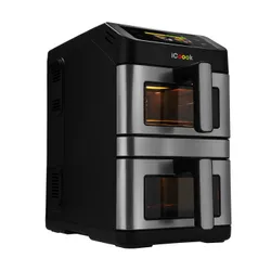 Air Fryer Frytkownica beztłuszczowa ICOOOK MFR-IC-02 10l, z podwójnym koszem, z okienkiem do obserwacji postępów gotowania