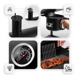 Grill węglowy ogrodowy Berdsen BD-895 z półkami beczka z kominem + termometr + popielnik