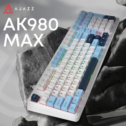 Klawiatura magnetyczna Ajazz AK980 MAX Biało-Niebieski
