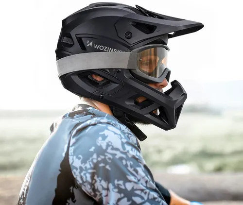Kask rowerowy WOZINSKY HT-58C Czarny Full Face MTB (rozmiar M)