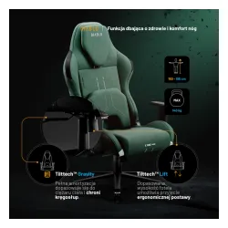 Fotel Diablo Chairs X.One Prime Normal Size Forest Green Gamingowy Do 140kg Tkanina Zielony