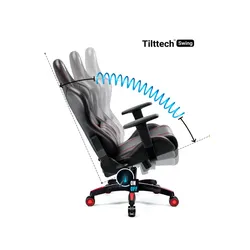 Fotel Diablo Chairs X-One 2.0 Normal Size Gamingowy do 160kg Skóra ECO Tkanina Czarno-czerwony