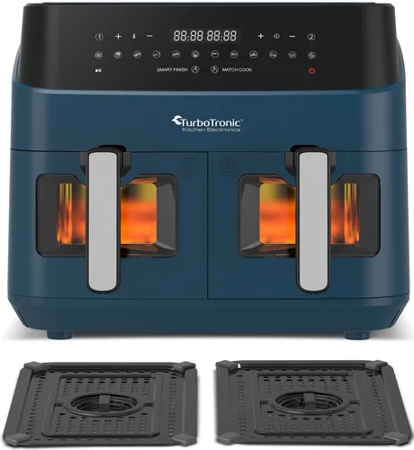 Air Fryer Frytkownica beztłuszczowa TURBOTRONIC TT-DAF6W Niebieski 9l z podwójnym koszem