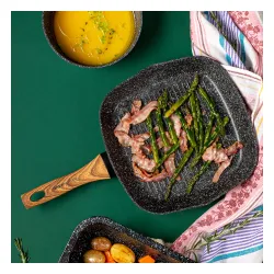 NAVA Nature 28 x 28 cm czarna - patelnia grillowa aluminiowa