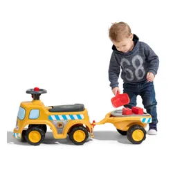 Falk Jeździk Ciężarówka Budowlana Jcb Z Przyczepą I Akcesoriami 1-3 Lat