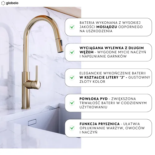 Bateria Globalo Divio Złoty Jasny Mosiądz/Pvd