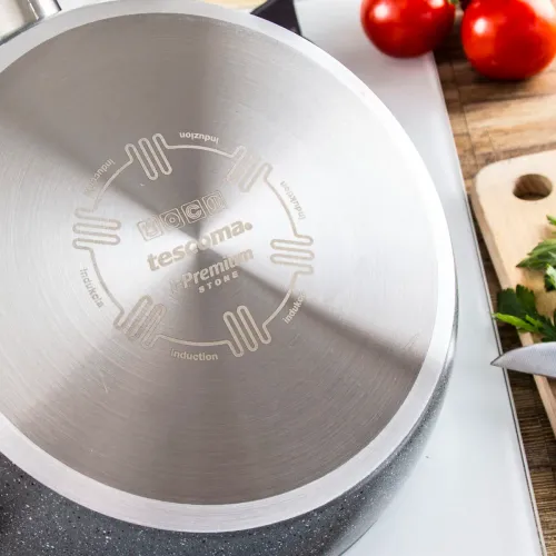 TESCOMA i-Premium Stone głęboka 28 cm szara - patelnia nieprzywierająca mineralna