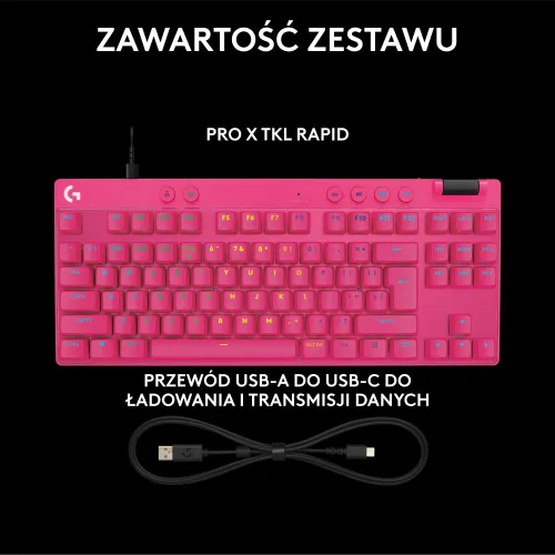 Klawiatura Logitech Pro X TKL Rapid Różowy