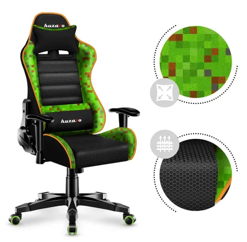 Fotel HUZARO Ranger 6.0 Pixel Mesh Czarno-zielony