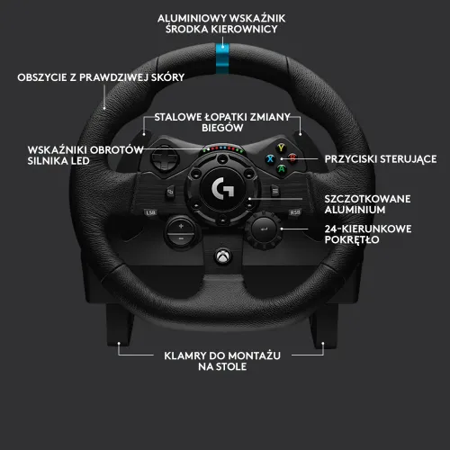 Kierownica Logitech G923 z pedałami do Xbox Series X/S, Xbox One, PC Force Feedback + szkynia biegów Driving Force Shifter