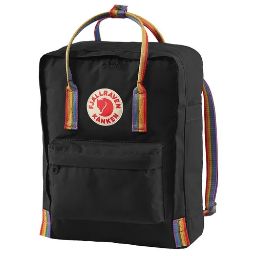 Fjallraven Kanken Gökkuşağı Sırt Çantası-siyah / gökkuşağı deseni