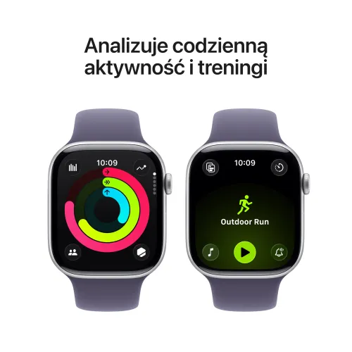 Apple Watch 11 GPS 46mm koperta z aluminium (srebrny) + pasek sportowy rozmiar S/M (mleczny fiolet)