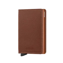 Küçük RFID Cüzdan Slimwallet Gizli Saffiano-karamel