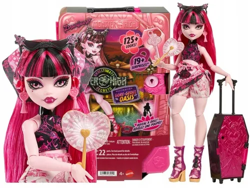 LALKA MONSTER HIGH STRASZYSEKRETY S7 Draculaura wakacje zestaw z walizką