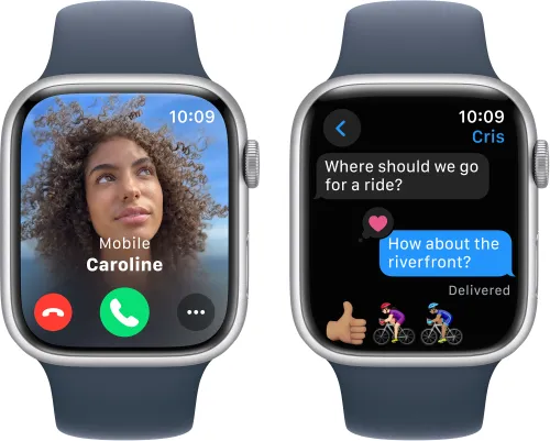 Apple Watch 9 GPS 45mm koperta z aluminium (srebrny) + pasek sportowy S/M (sztormowy błękit) (CPO)