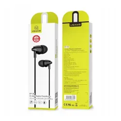 Słuchawki przewodowe USAMS EP-39 jack 3,5 mm Dokanałowe Mikrofon Czarny