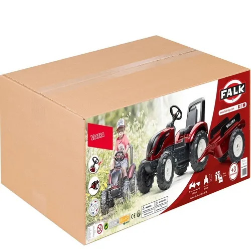 Falk Traktor Na Pedały Valtra S4 Bordowy Z Przyczepą 3-7 Lat