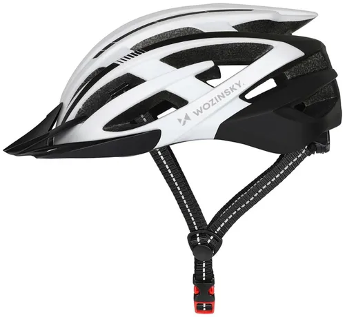 Kask rowerowy WOZINSKY HT-28VCB Czarno-biały MTB z lampką (rozmiar L)