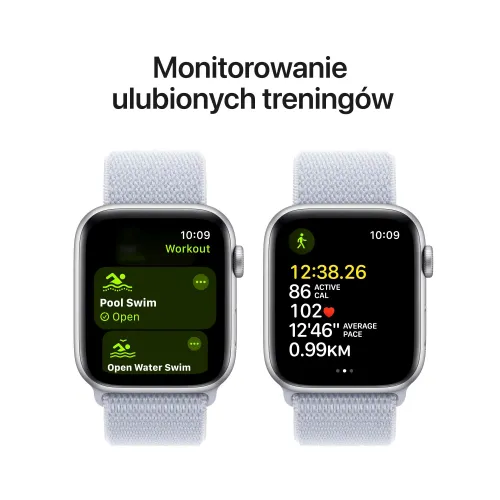 Apple Watch SE GPS + Cellular koperta 44mm aluminium srebrny opaska sportowa błękitnego obłok