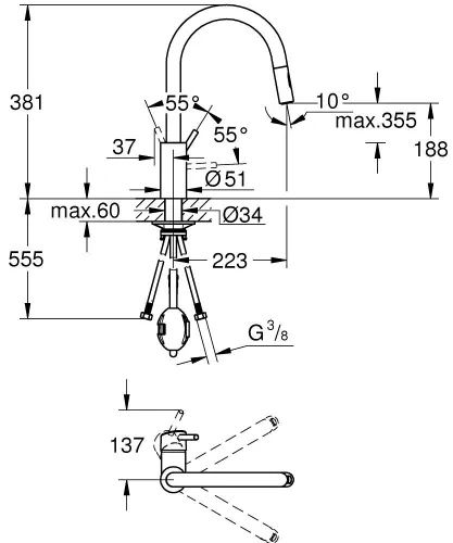 Bateria GROHE Concetto 31483DC2 Stal nierdzewna