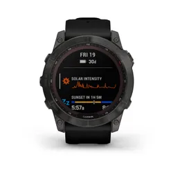 Смарт-часы Garmin FENIX 7X Sapphire Solar титановый угольно-серый DLC с силиконовым ремешком (010-02541-11)