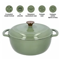 BROWIN Szałwiowy 5,8 l - garnek żeliwny emaliowany