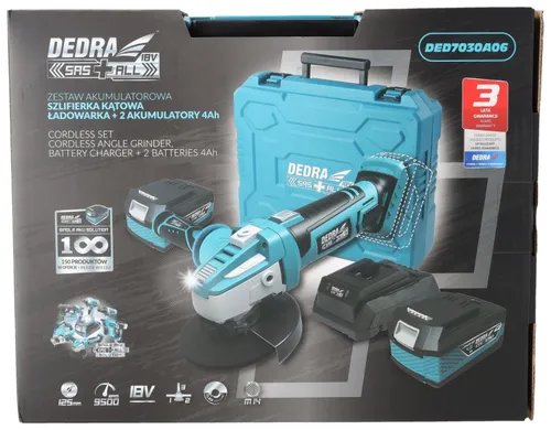 Szlifierka kątowa akumulatorowa DEDRA SAS+ALL DED7030A06