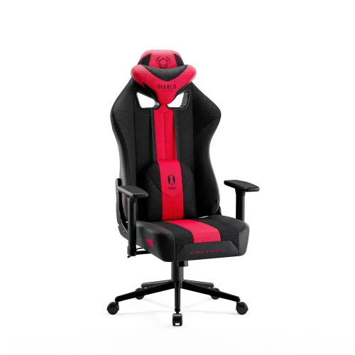 Fotel Diablo Chairs X-Player 2.0 Small do 90kg Skóra ECO Tkanina Karmazynowo-antracytowy