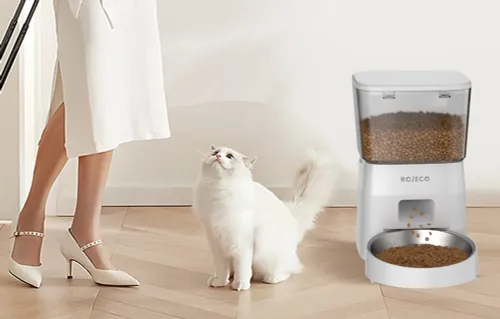 Dozownik karmy ROJECO 2L Button Version Automatic Smart Pet Feeder Biały