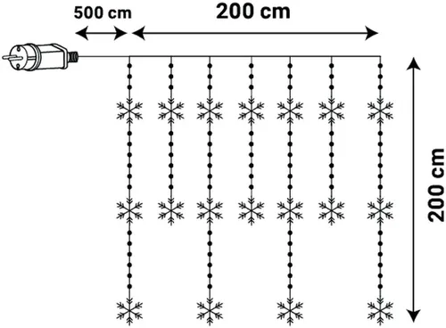 Kurtyna dekoracyjna CHRISTMAS DECORATION 1079257 415 LED Sieciowe 2 m Transparentny