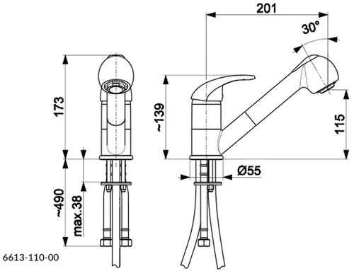 Bateria KFA ARMATURA Indira 6613-110-81 Czarny