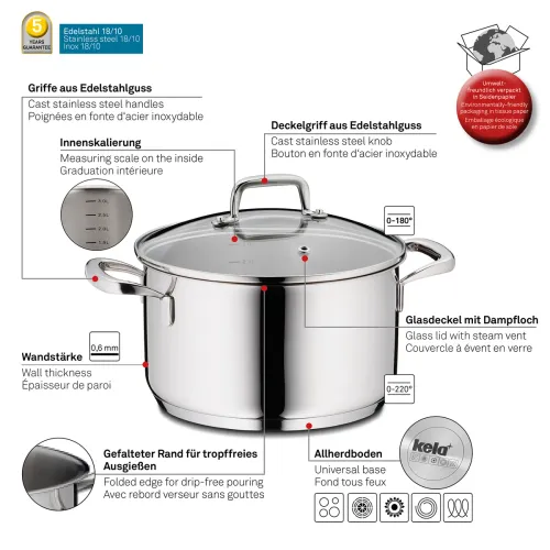 KELA Flavoria 3,2 l - garnek ze stali nierdzewnej z pokrywką